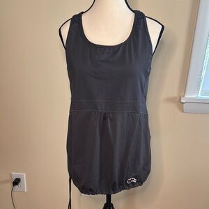 L.L. Bean Sz L Gray Crossback Drawstring Athletic Tank Top Shirt Gray